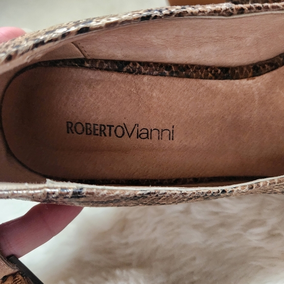 Roberto Vianni Snake-print Python Peep-toe Wedge Platform Heels Sandals Size 38 - Picture 10 of 14